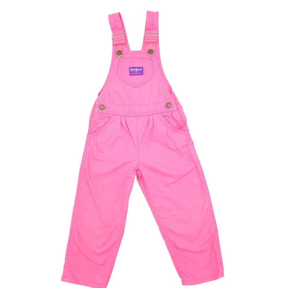 OshKosh Bgosh Girls Pink Cotton Overalls Vintage 90s Size 4T